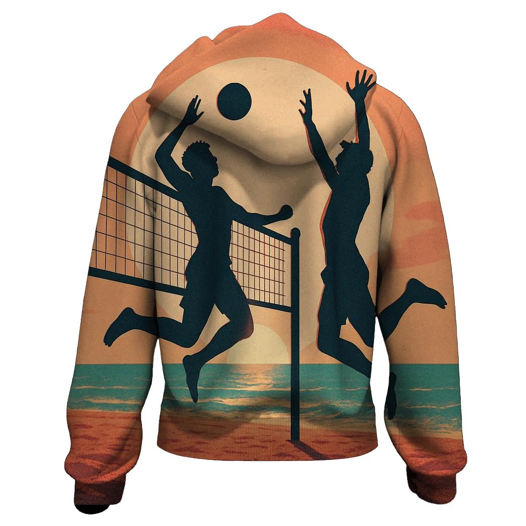 Beach Volleyball Sunset printed hoodies