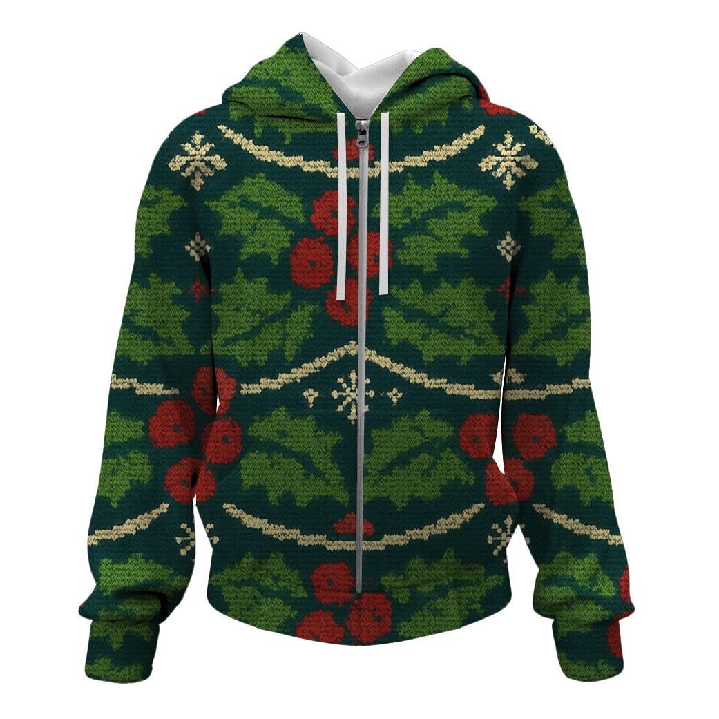 Holly Leaf Chevron Stack Design embroidered hoodies
