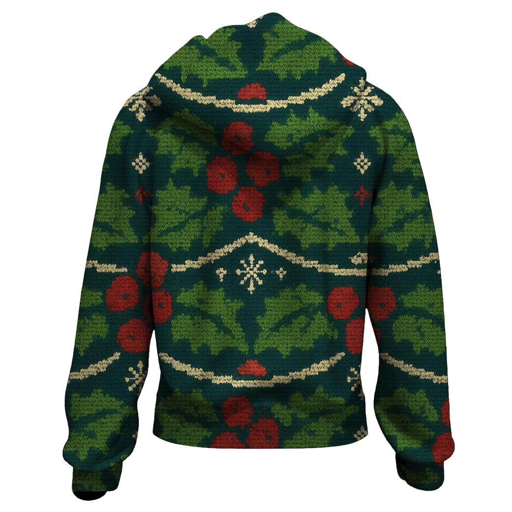Holly Leaf Chevron Stack Design embroidered hoodies