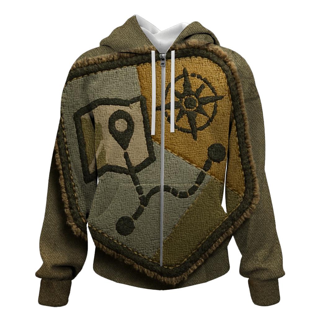 Retro Travel Patch Map embroidered hoodies