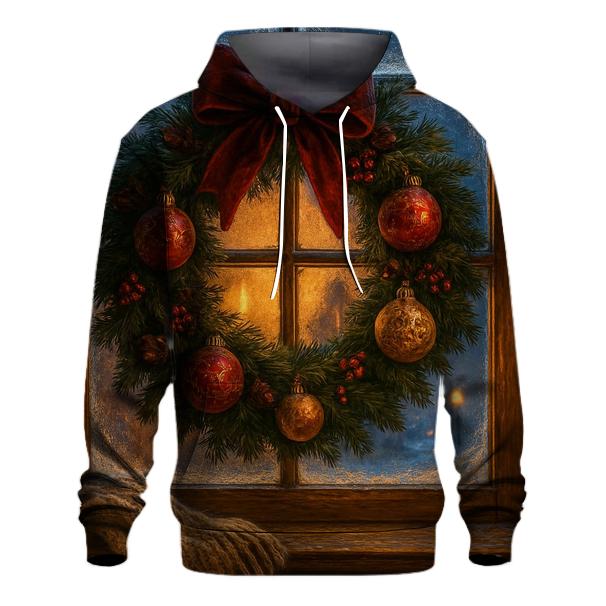 Wreath On Frosted Window pullover hoodies