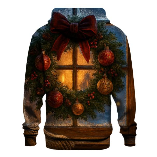 Wreath On Frosted Window pullover hoodies