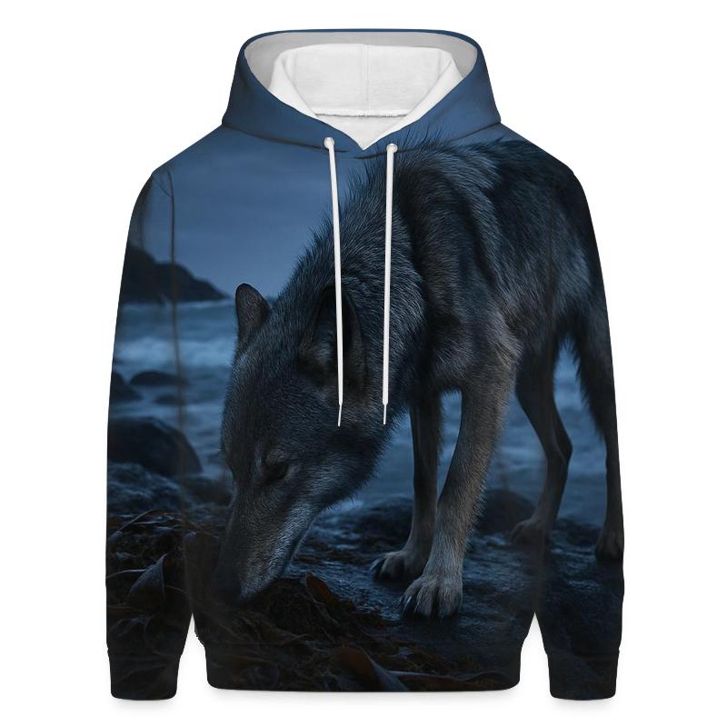 Coastal Lone Wolf At Twilight printed hoodies