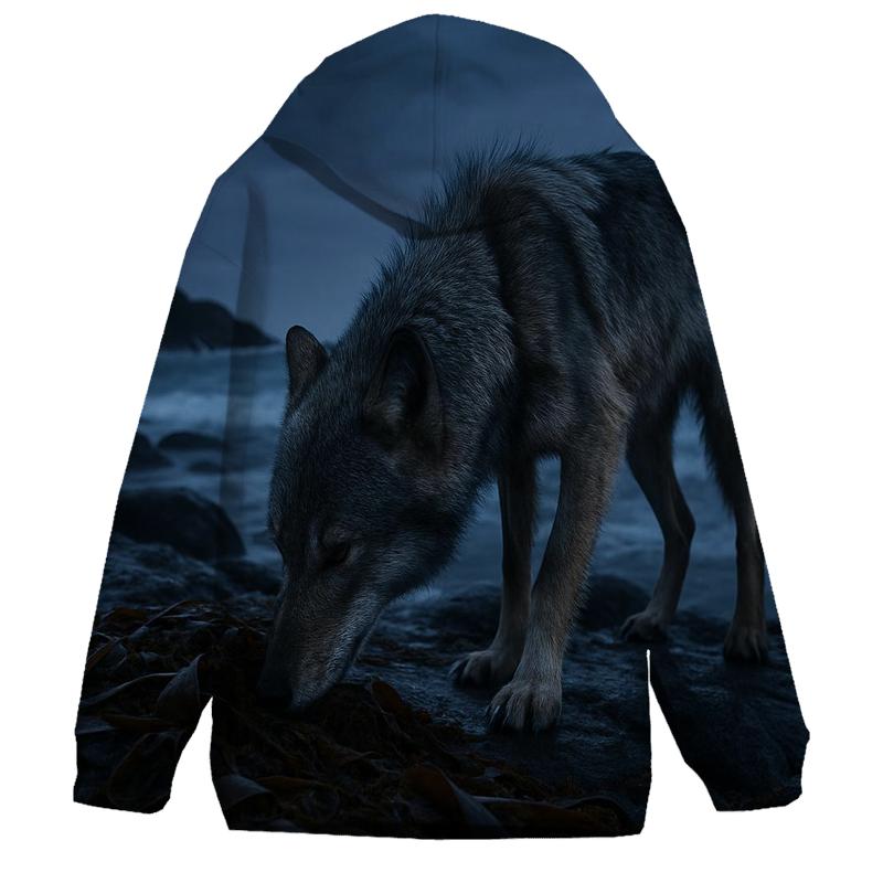 Coastal Lone Wolf At Twilight printed hoodies
