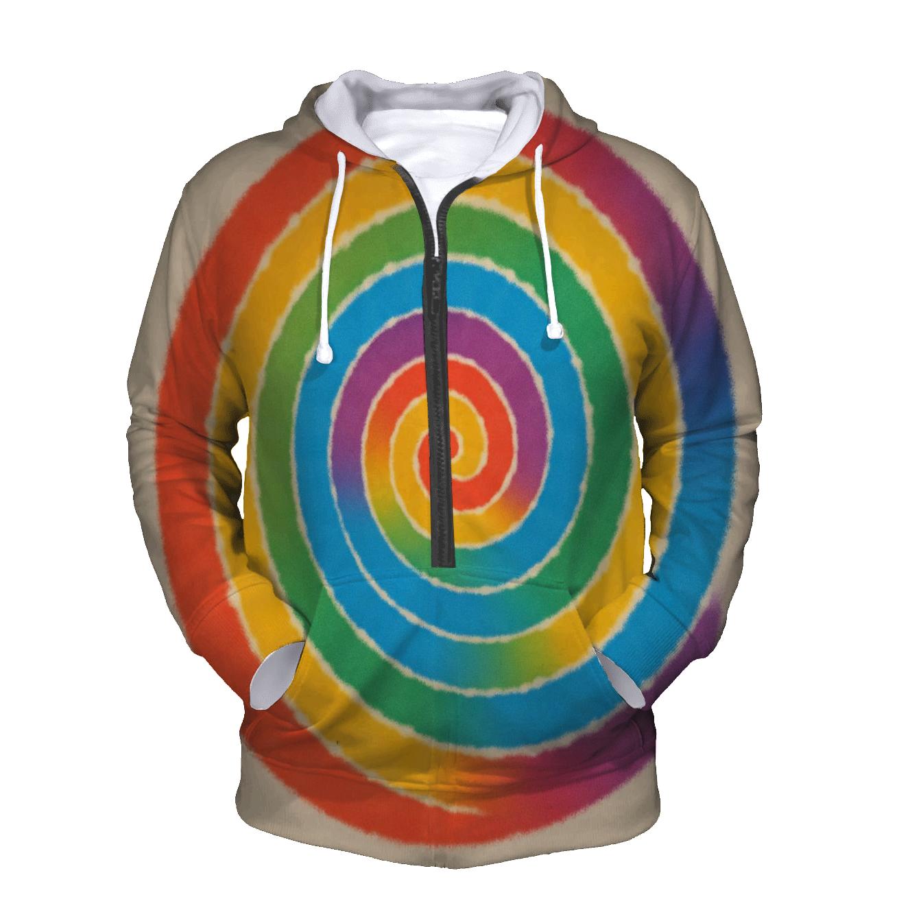 Rainbow Spiral Burst graphic hoodies