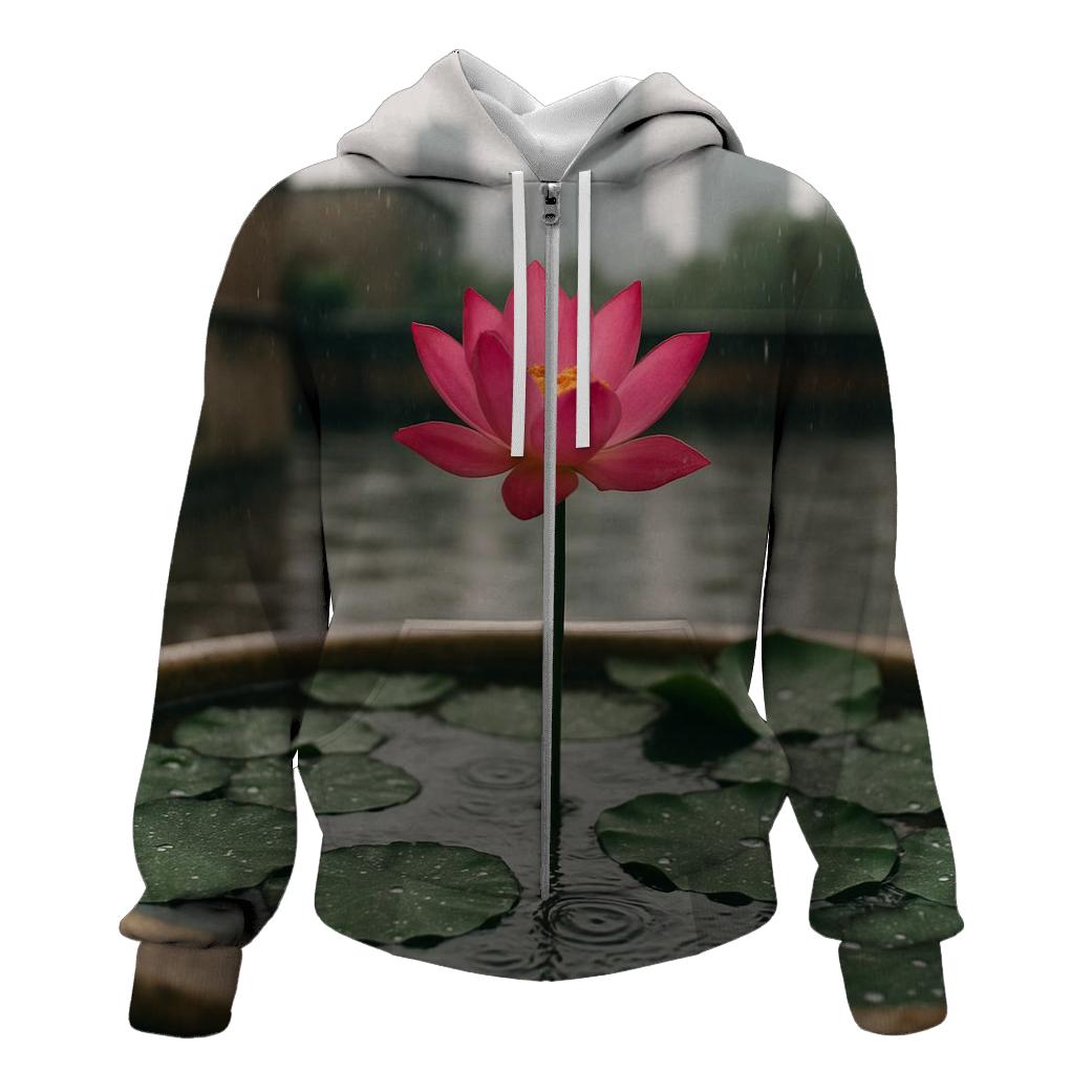 Urban Lotus In Rain pullover hoodies