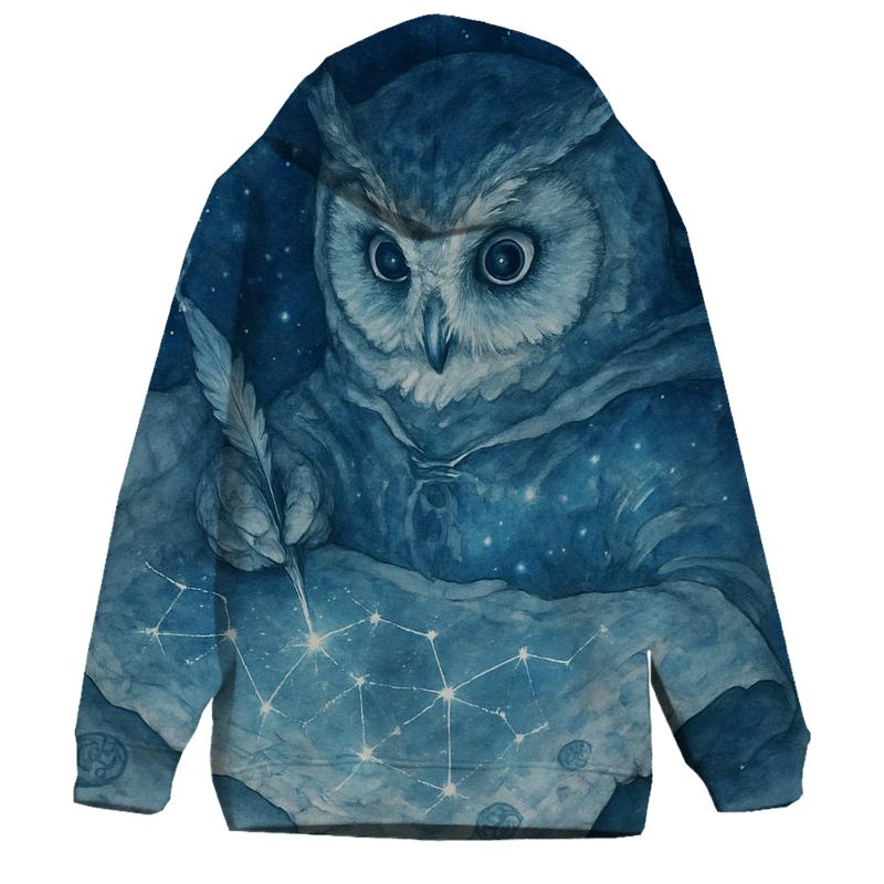 Moonlight Cartographer Owl custom hoodies