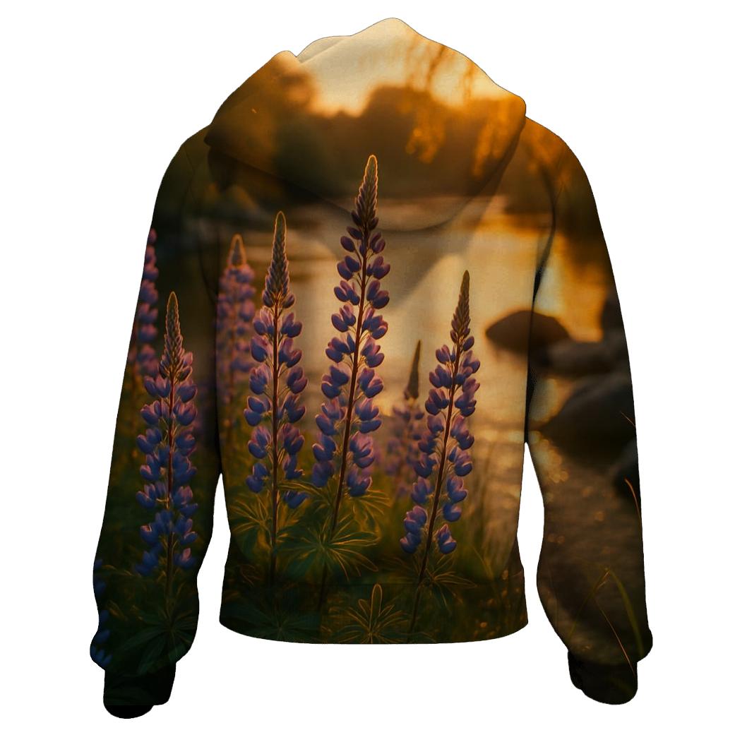Riverbank Lupines At Golden Hour hoodie styles