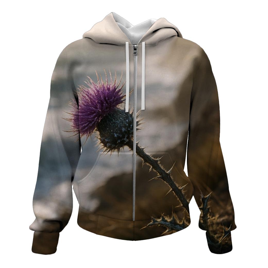 Windswept Thistle On Coastal Bluff printed hoodies