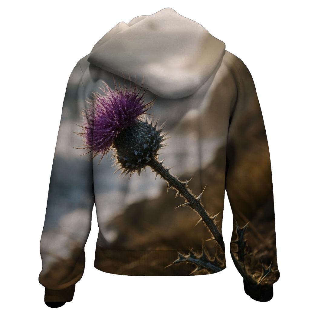 Windswept Thistle On Coastal Bluff printed hoodies