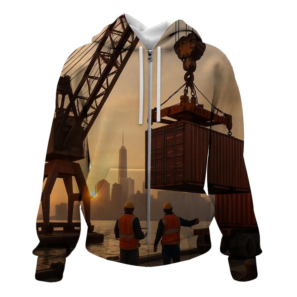 Sunset Cargo At Red Hook zip-up hoodies