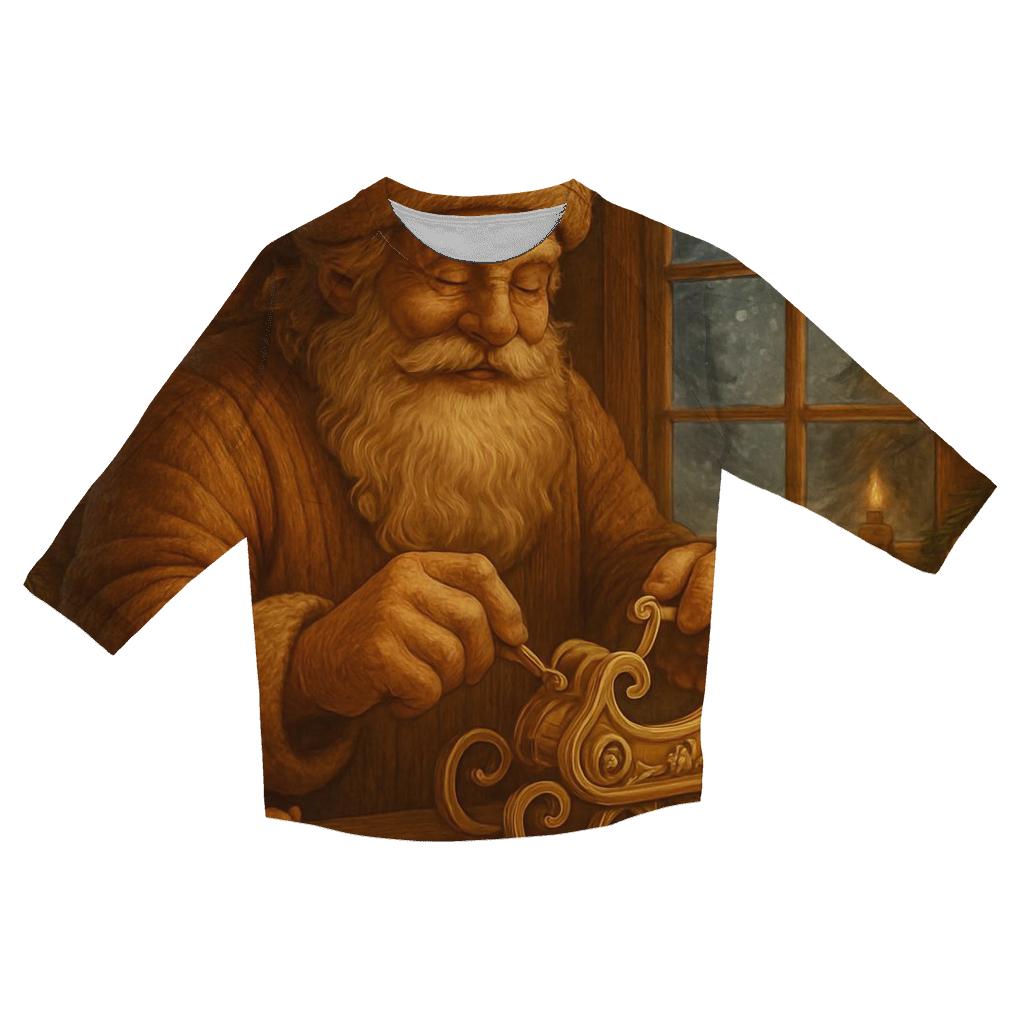 Woodland Clockwork Santa printed three quarter sleeve shirts