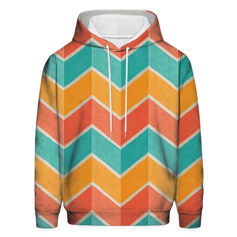 Coral Chevron Accordion printed hoodies