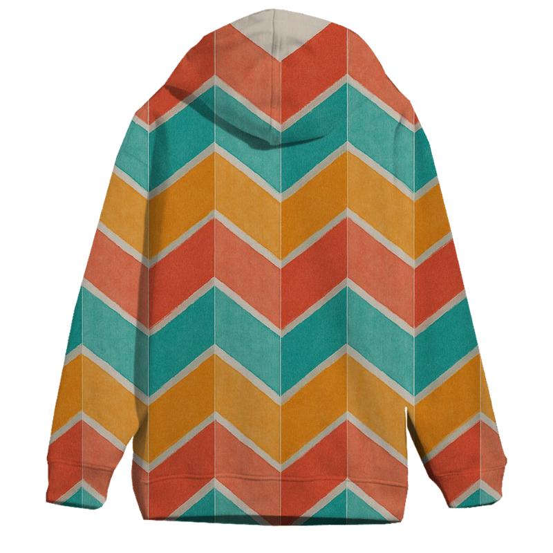 Coral Chevron Accordion printed hoodies
