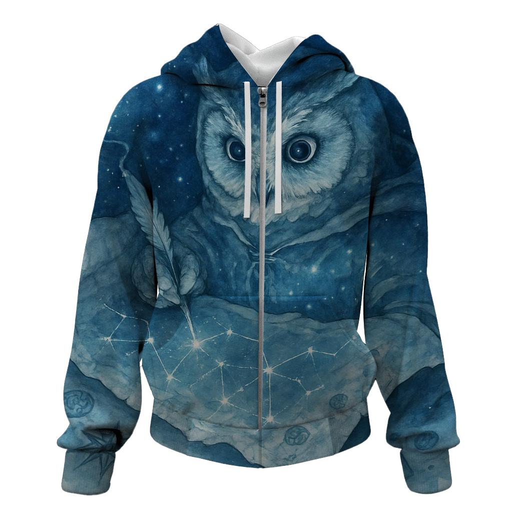 Moonlight Cartographer Owl custom hoodies