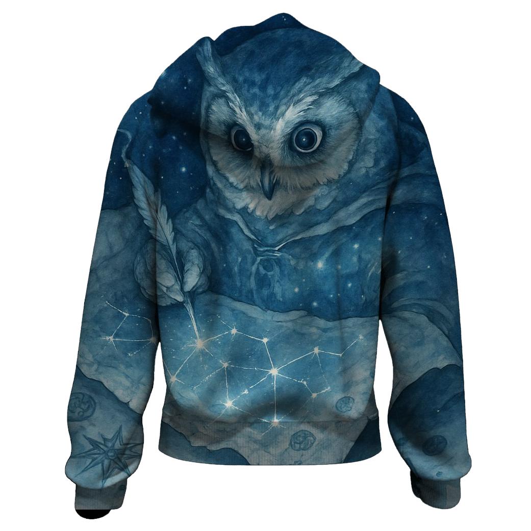 Moonlight Cartographer Owl custom hoodies