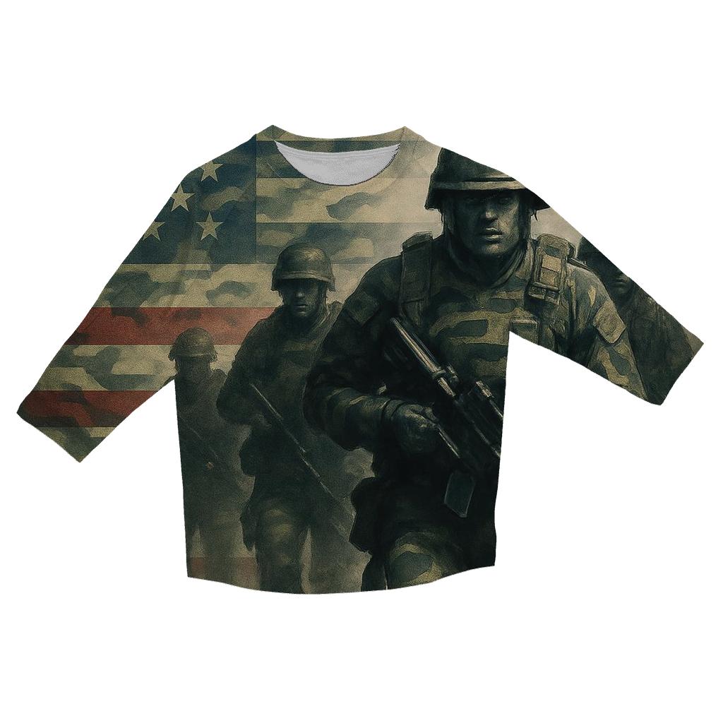 Camouflage Flag Fusion cotton quarter sleeve shirts