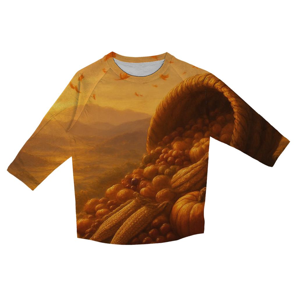 Sunset Cornucopia Overlook trendy 3/4 sleeve tops