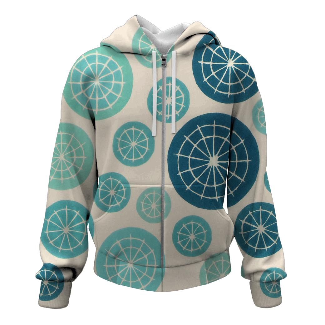 Kumo Spider Rosettes Aqua zip-up hoodies
