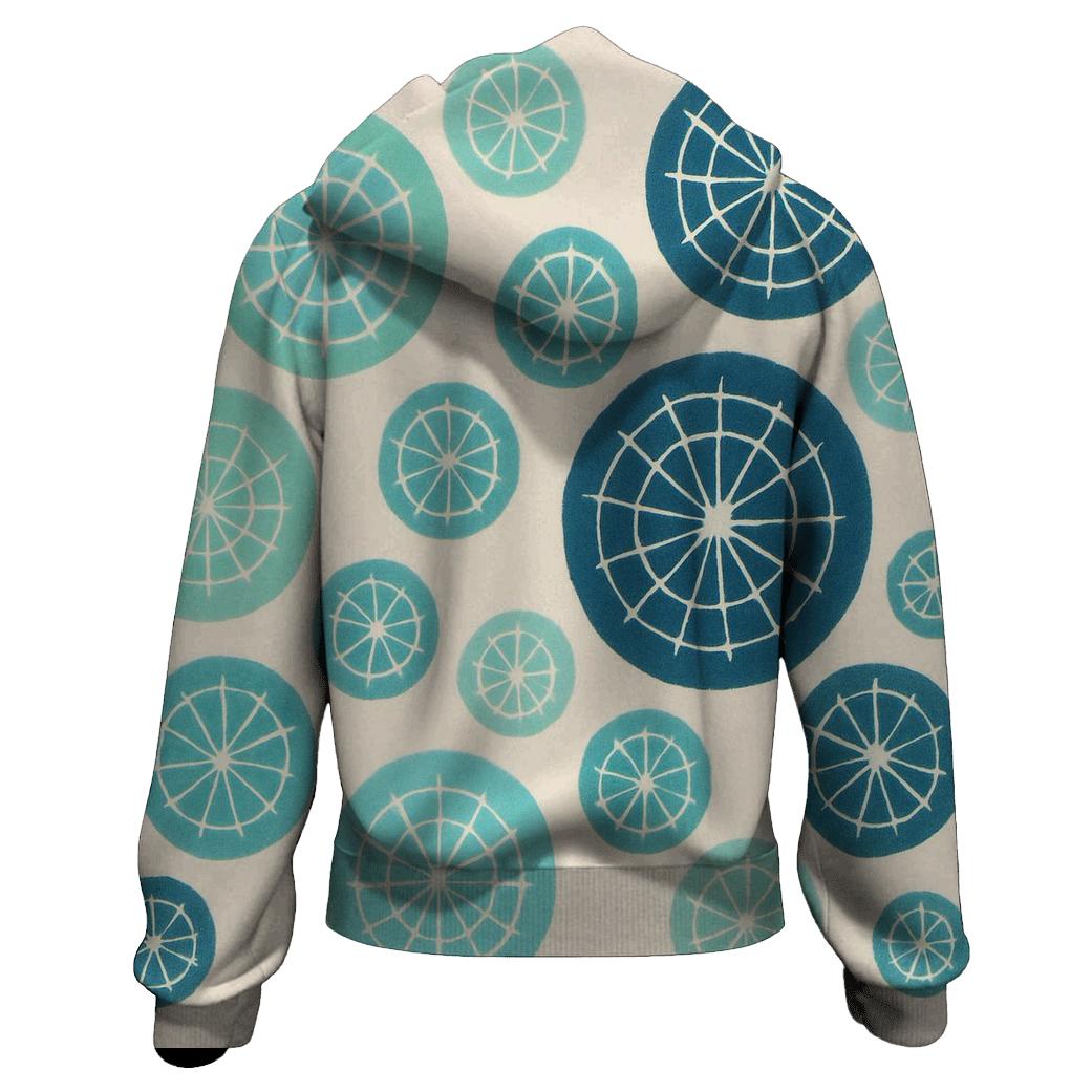 Kumo Spider Rosettes Aqua zip-up hoodies