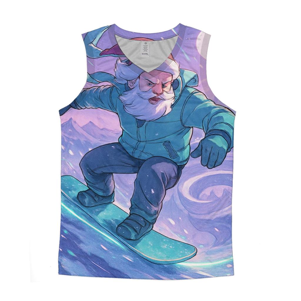Santa Surfing The Snowstorm personalized athletic tanks