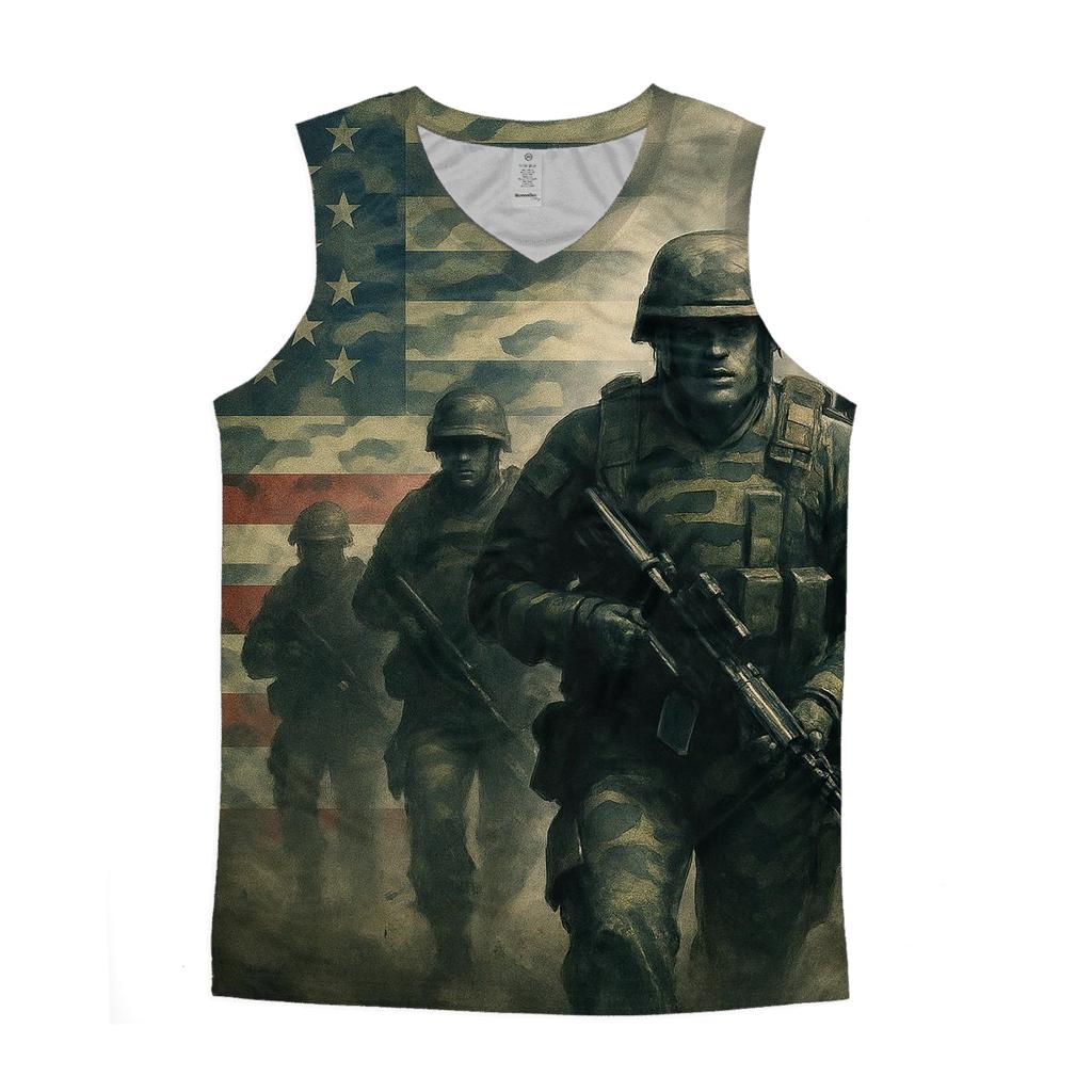 Camouflage Flag Fusion sports performance tank tops