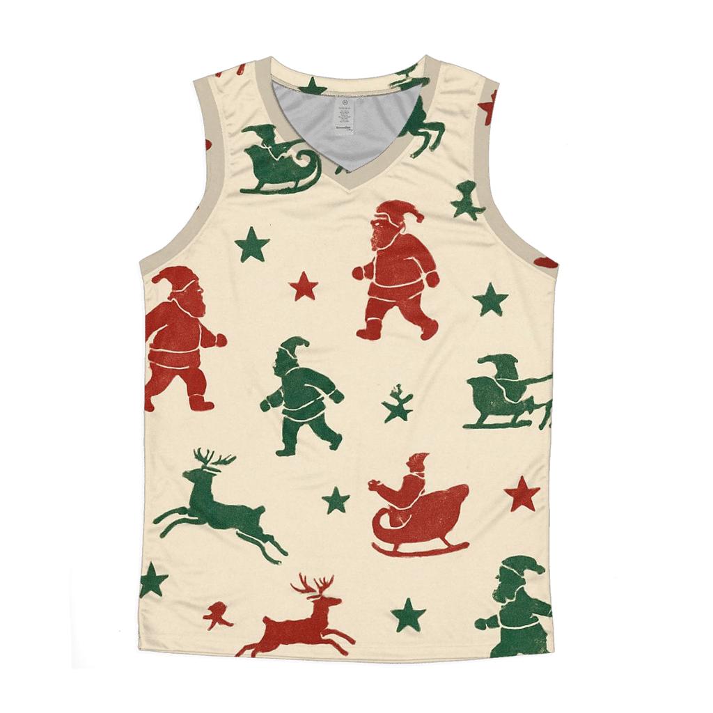 Santa Silhouette Scatter On Colored Background cotton sleeveless tops
