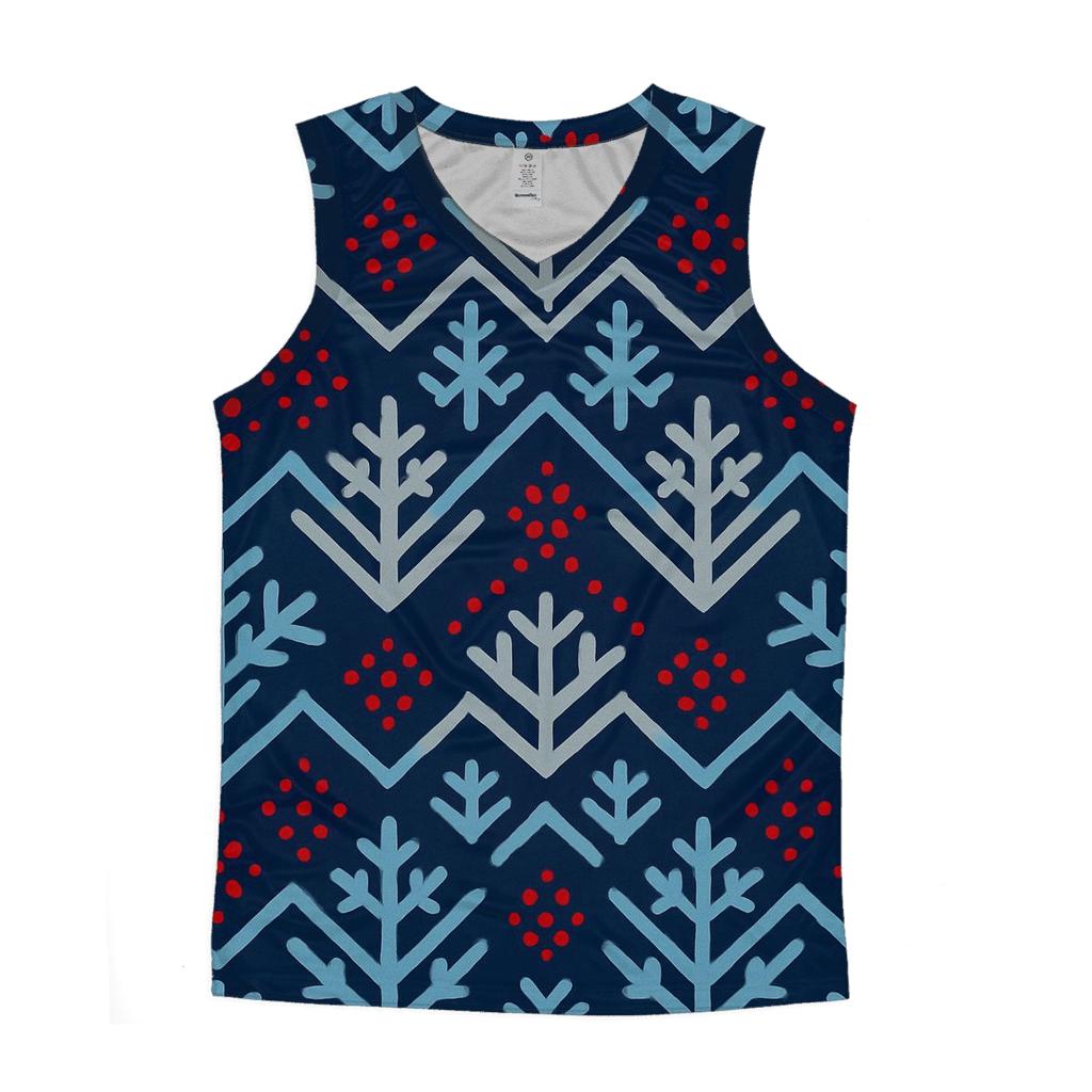 Snowflake Chevron On Navy Blue Background custom tank tops