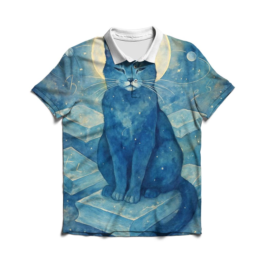 Galactic Librarian Cat stylish collar polo tees
