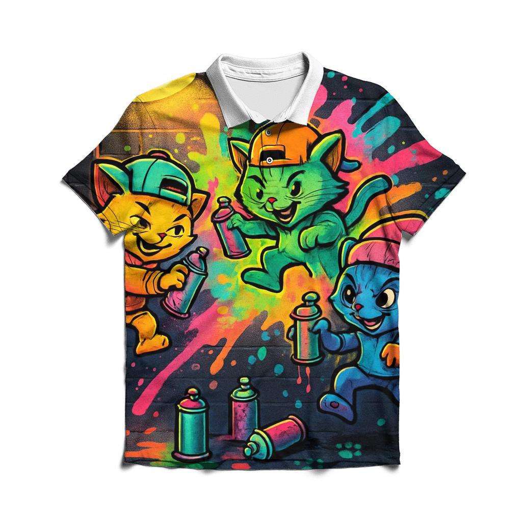 Spray Paint Alley Kittens branded logo polo shirts