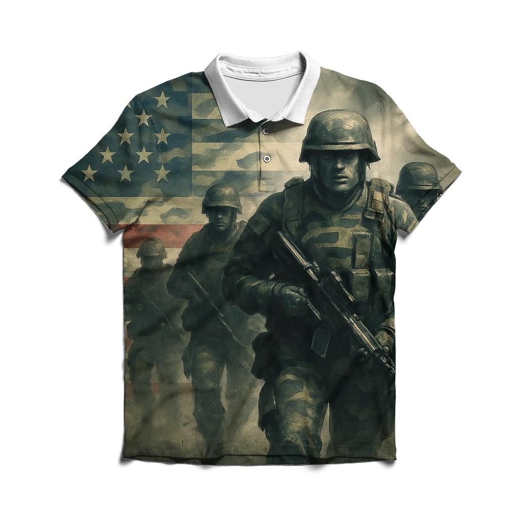 Camouflage Flag Fusion branded logo polo shirts