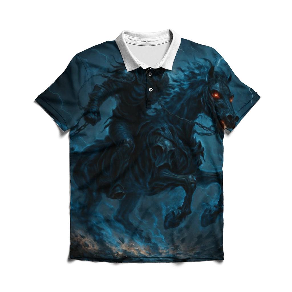 Cerulean Necropolis Rider branded logo polo shirts