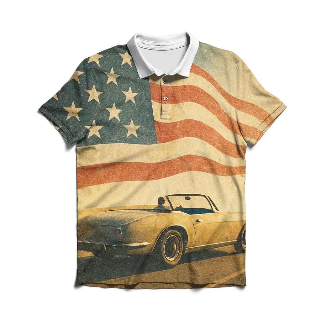 Retro Road Trip Banner classic pique polos