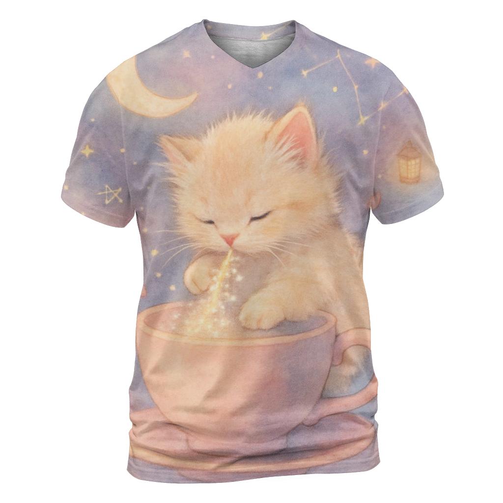 Starlit Tea Kitten designer pattern shirts