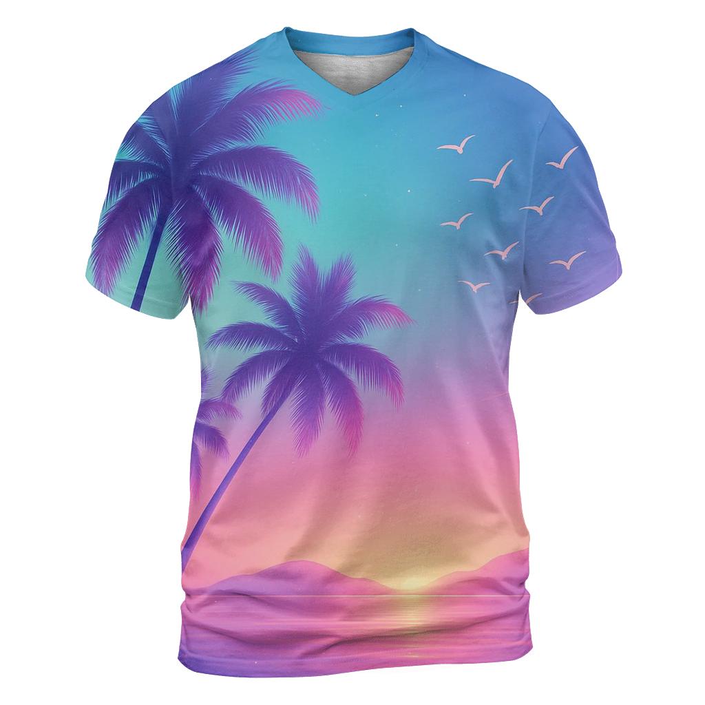 Teal Twilight Palms personalized full print shirts