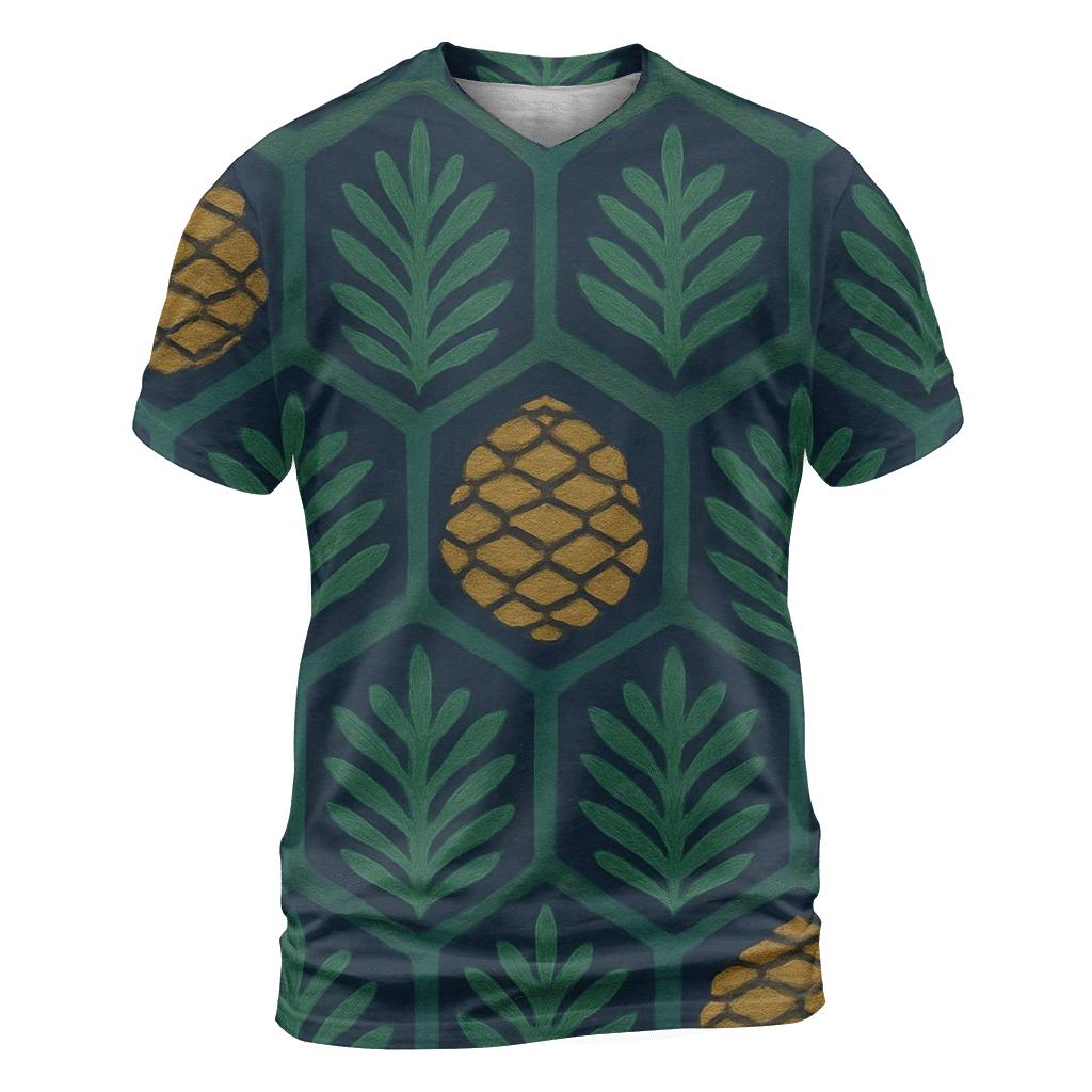 Green Evergreen Tessellation On Dark Background trendy printed shirt styles