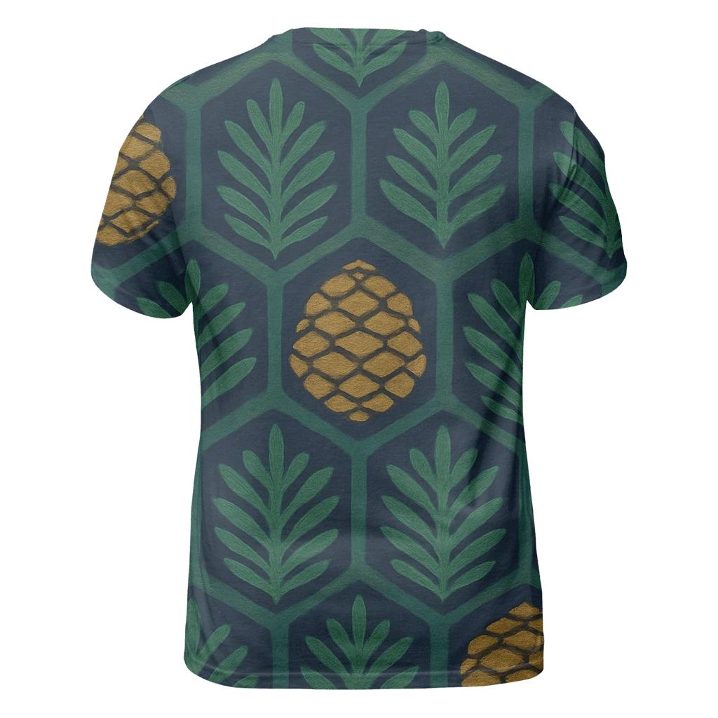 Green Evergreen Tessellation On Dark Background trendy printed shirt styles