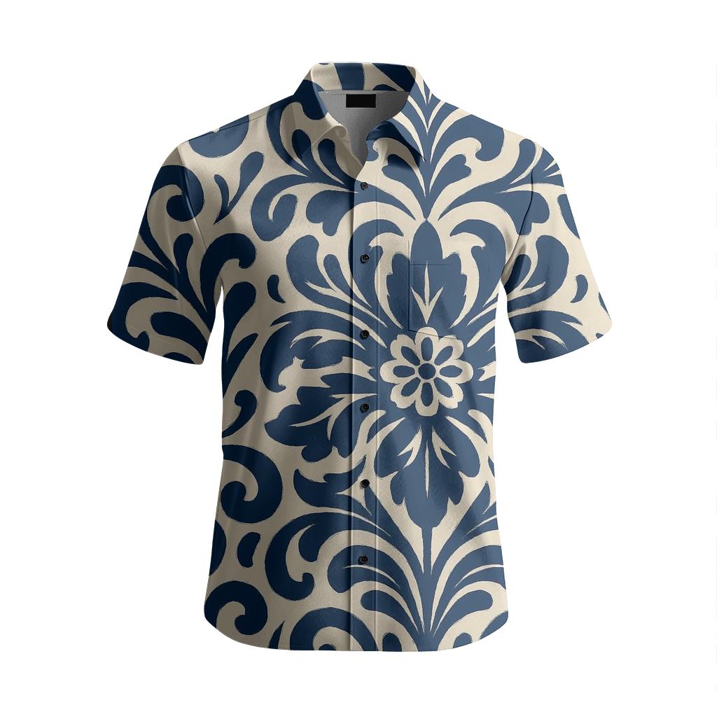 Navy Rosemaling Folk Panel premium embroidered apparel