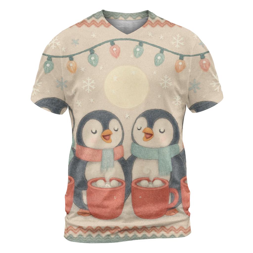 Penguin Hot Cocoa Choir statement graphic shirts