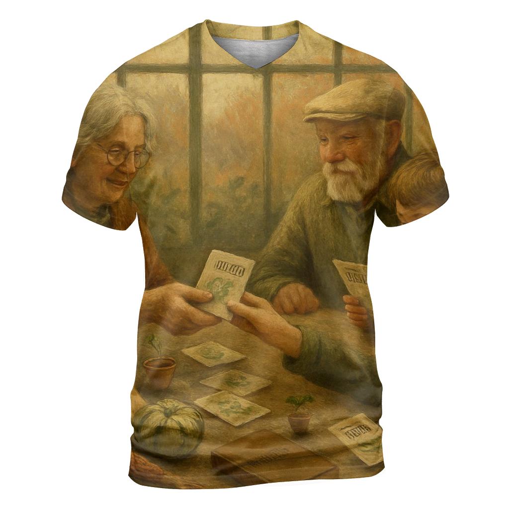 Heirloom Seed Exchange artistic all-over print tops