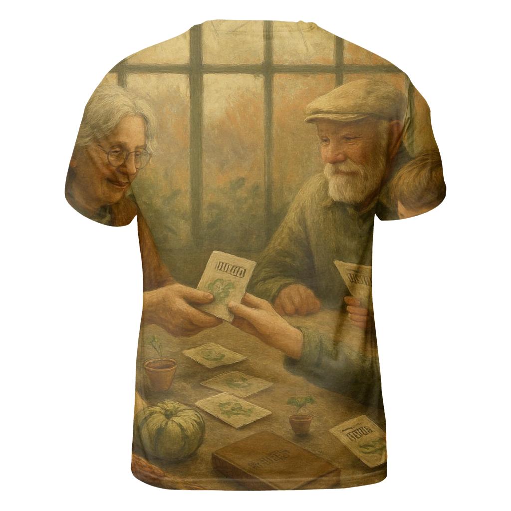 Heirloom Seed Exchange artistic all-over print tops