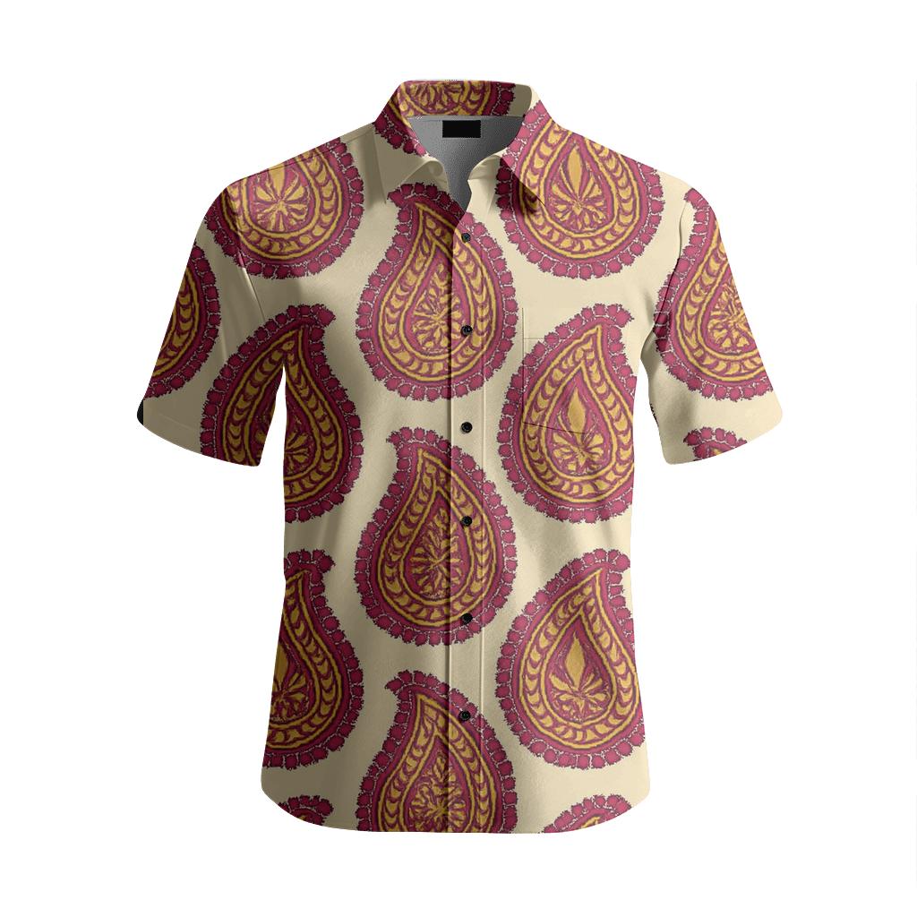 Magenta Paisley Boteh Motif branded embroidered shirts