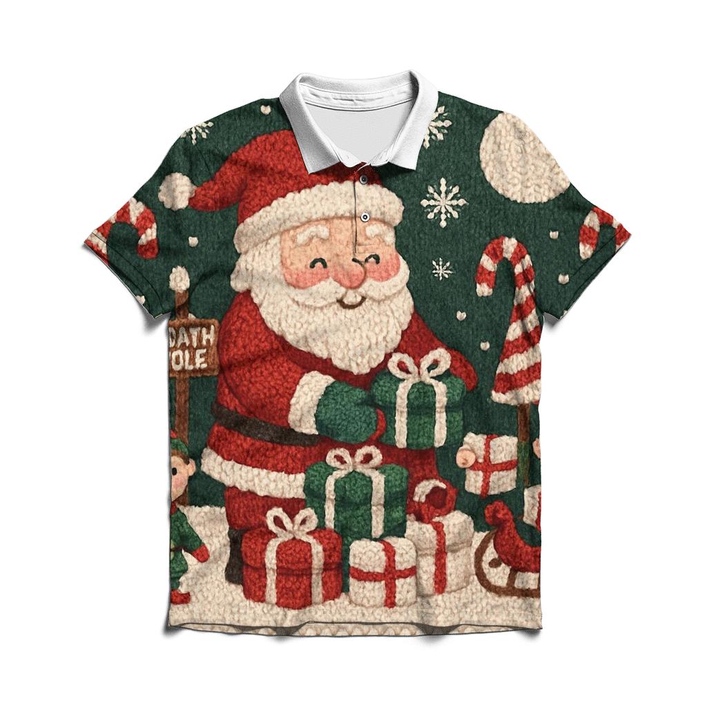 Knitted North Pole Panorama embroidered polo tops