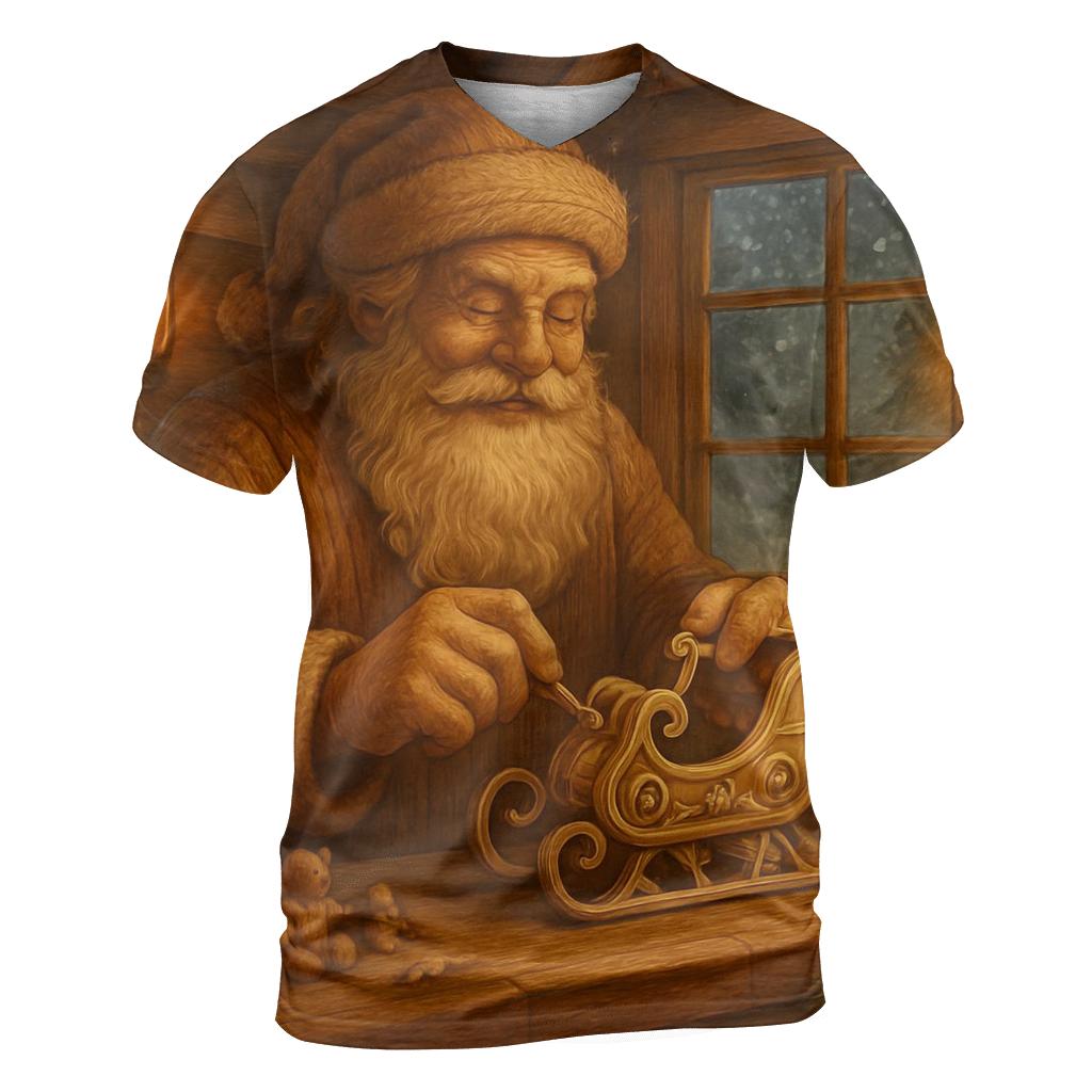 Woodland Clockwork Santa artistic all-over print tops