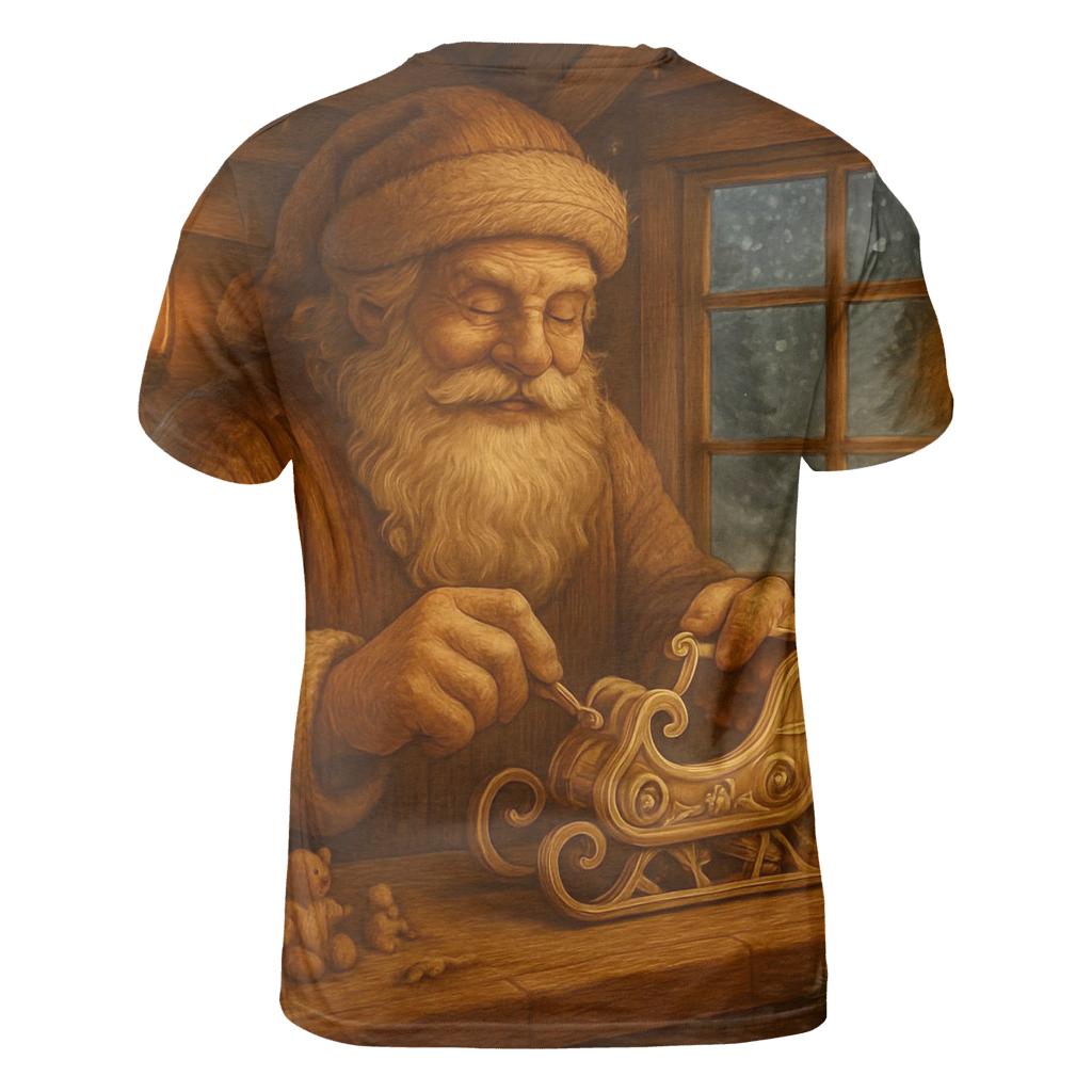 Woodland Clockwork Santa artistic all-over print tops