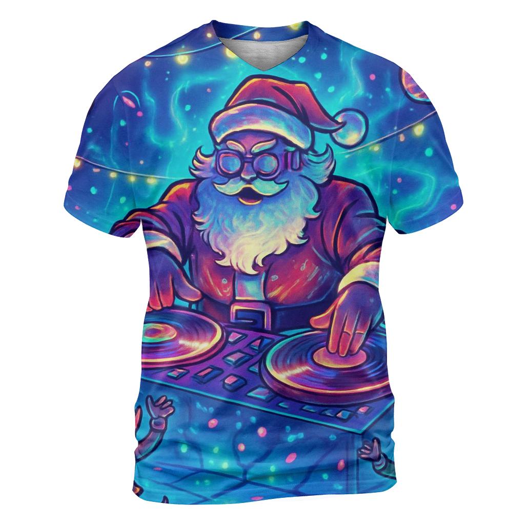 DJ Claus Midnight Rave artistic all-over print tops