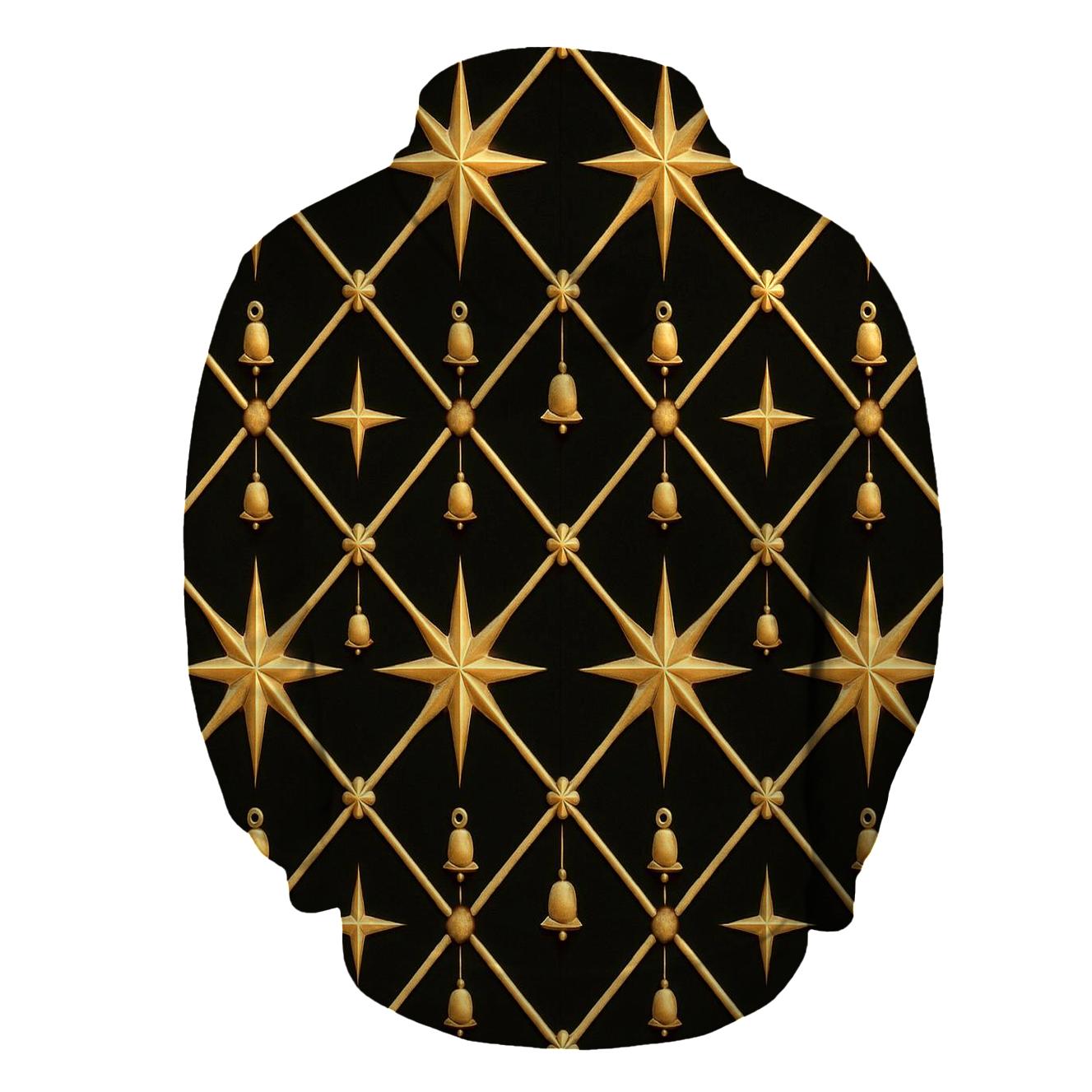 Golden Star Lattice On Black Background pullover hoodies
