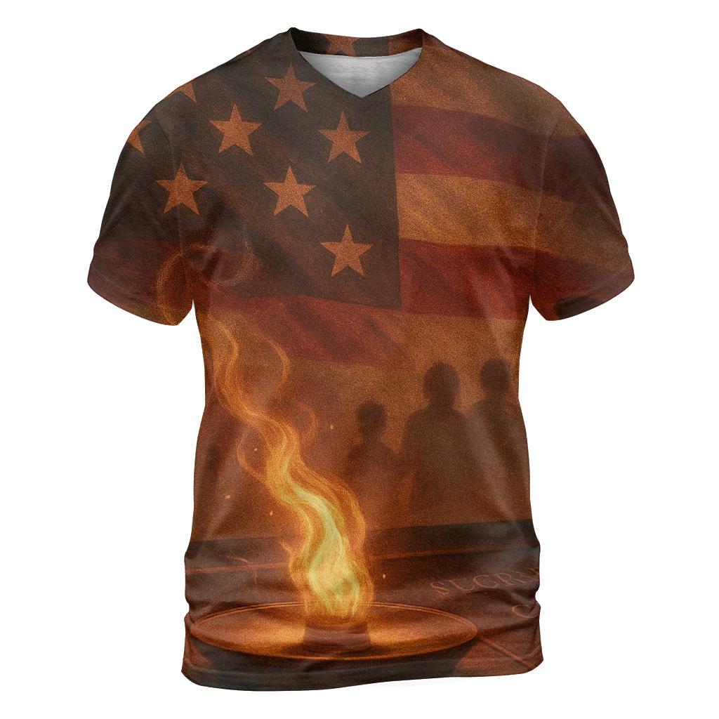 Remembrance Flame vibrant all-over design tees