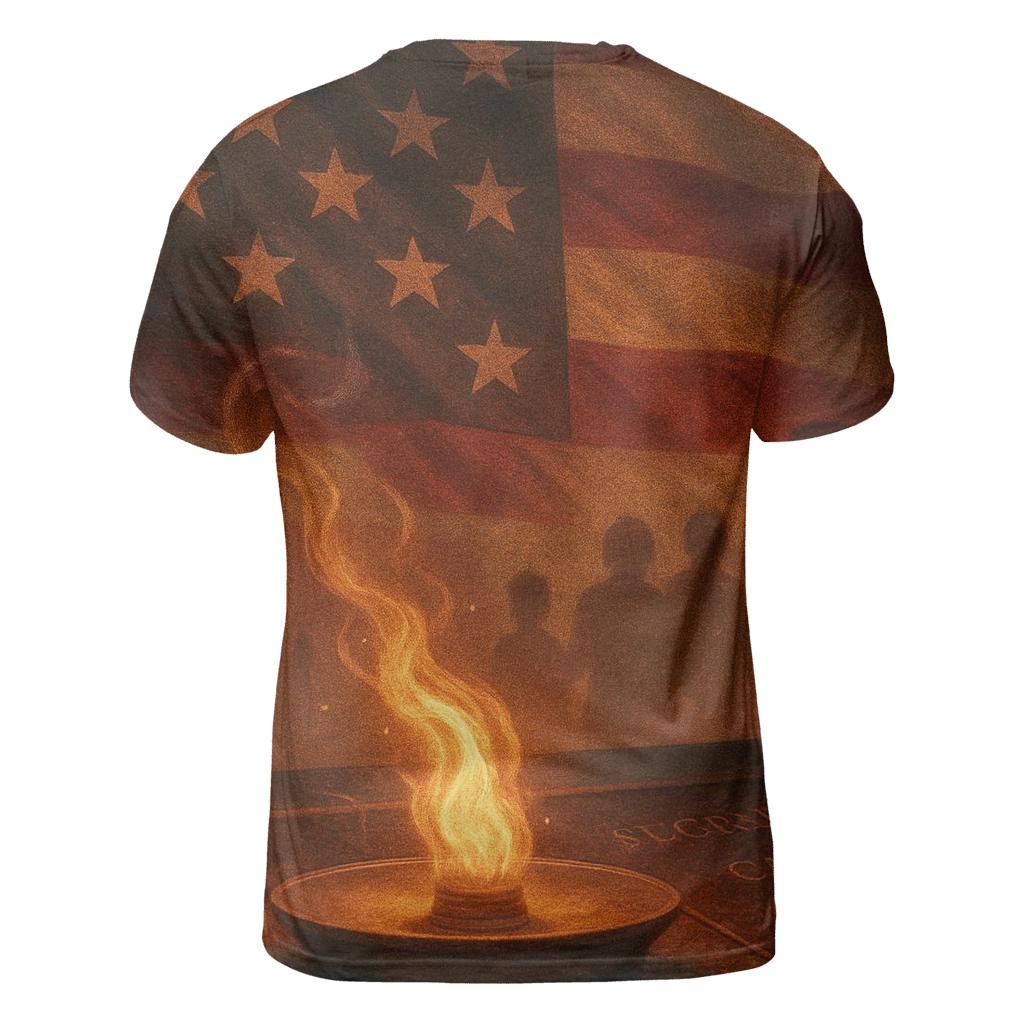Remembrance Flame vibrant all-over design tees