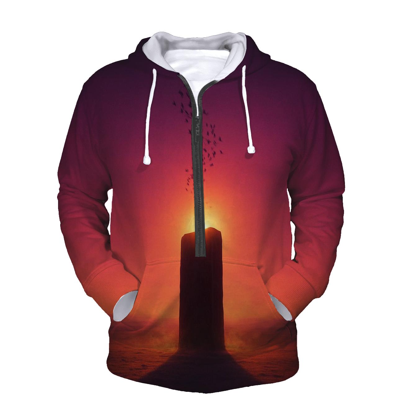 Crimson Monolith Sunset zip-up hoodies